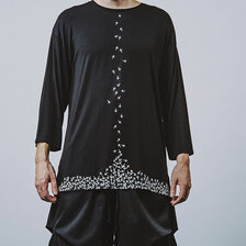 NO ID. BLACK ドロップクロスプリント8分袖BIG-PO 456006-964T画像