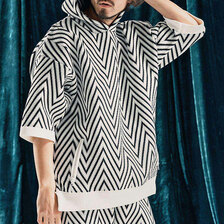 ANGENEHM Airy yarn wide herringbone short sleeve hoodie AG04-003S画像