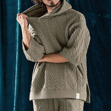 ANGENEHM Airy yarn cable stitch short sleeve hoodie AG04-001SCF画像