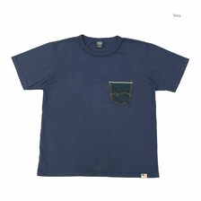 STUDIO D'ARTISAN USA COTTON PRINT T-SHIRT - DENIM POCKET - 8161A画像