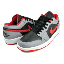 NIKE AIR JORDAN 1 LOW blk/fire red-cement grey 553558-060画像