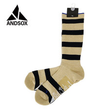 ANDSOX SUPPORT PILE CREW STRIPE WHITE/NAVY画像