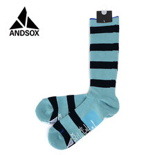 ANDSOX SUPPORT PILE CREW STRIPE SKY/NAVY画像