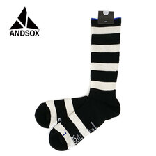 ANDSOX SUPPORT PILE CREW STRIPE BLACK/WHITE画像
