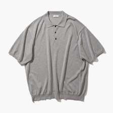 ATON COTTON WASHI KNIT HALF SLEEVE POLO SWEATER KRAGGM0300画像
