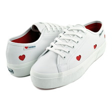SUPERGA 3740 PLATFORM HEARTS VEGAN MATERIAL LEGGERA WHITE-RED HEART S8137HW-AB7画像