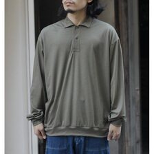 INTERIM HYPER BIG EXTRA FINE MERINO WOOL JERSEY LONG POLO SHIRT IT25S131画像