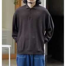INTERIM HYPER BIG MELANGE DOUBLE PIQUE JERSEY LONG POLO SHIRT IT25S157画像