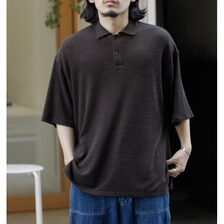 INTERIM HYPER BIG MELANGE DOUBLE PIQUE JERSEY POLO SHIRT IT25S163画像