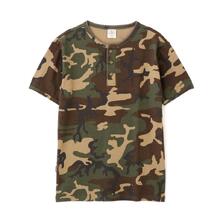 AVIREX RIB S/S HENLEY NECK T-SHIRT CAMOUFLAGE 7835934017画像