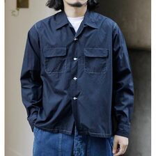 INTERIM VINTAGE COTTON POPLIN 50s OPEN COLLAR SHIRT IT25S199画像