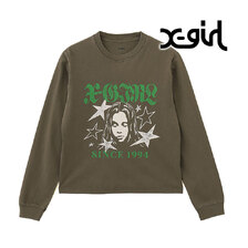 X-girl STAR AND FACE LOGO FADED L/S TEE 105251011007画像