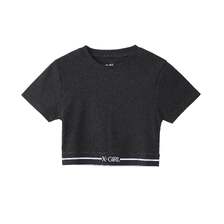 X-girl LOGO AND STRIPE CROPPED S/S TOP 105252013025画像