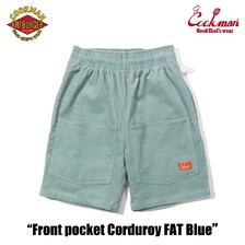 COOKMAN Chef Pants Short Front Pocket Corduroy FAT Blue 151-51942画像