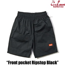 COOKMAN Chef Pants Short Front Pocket Ripstop Black 231-51925画像