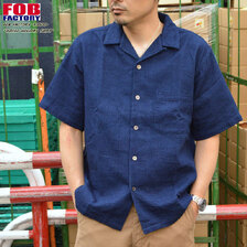 FOB FACTORY F3508 INDIGO HOLIDAY SHIRT画像