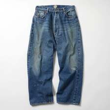 GOLD RECYCLED WASTE SUVIN COTTON YARN 14oz. DENIM 5POCKET WIDE PANTS VINTAGE WASHED GL42503H画像