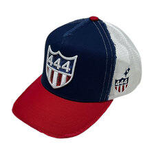 YOSHINORI KOTAKE 444 LOGO SPANGLE MESH CAP NAVYxRED画像