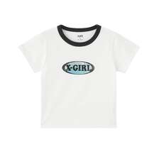 X-girl GRADATION GLITTER OVAL LOGO S/S BABY TEE 105252011012画像