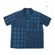 SUGAR CANE Add human labor INDIGO DOBBY CHECK CRAZY S/S OPEN SHIRT SC39524画像