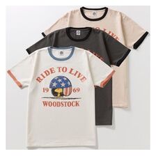 TOYS McCOY &times; PEANUTS MOTORCYCLE TEE WOODSTOCK "RIDE TO LIVE 1969" TMC2522画像
