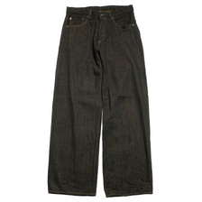 ONI DENIM Super Wide Straight 12oz Black x Olive Selvedge Denim ONI-222BK画像