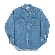 Workers Cats Family Western Shirt 9.5 oz Indigo Denim, Washed画像