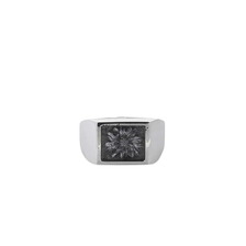 XOLO JEWELRY Signet Ring with Steel Gray Flower XOR117-SILVER画像