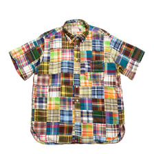 SUGAR CANE MADRAS CHECK PATCHWORK S/S BUTTON DOWN SHIRT SC39515画像