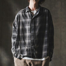 GLIMCLAP Ripped viyella plaid shirt 19-031-GLA-CF画像