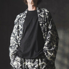 GLIMCLAP Gown-ish cropped coat -Brushed texture & Full patterned textile- 19-028-GLA-CF画像