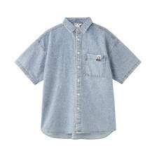 X-girl FACE LABEL LIGHT DENIM S/S SHIRT 105253014001画像