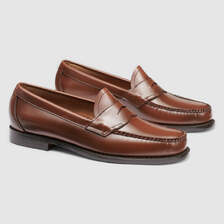 G.H.BASS MENS LOGAN FLAT STRAP WEEJUNS LOAFER COGNAC BAZ1W001画像