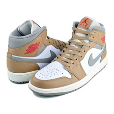 NIKE AIR JORDAN 1 MID hemp/fire red-wht DQ8426-200画像