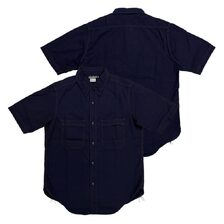 FREEWHEELERS MOTOR PSYCLONE GARAGE SERIES &ldquo;Peace Valley&rdquo; SHORT SLEEVE SHIRT NAVY 2523006画像