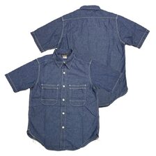 FREEWHEELERS MOTOR PSYCLONE GARAGE SERIES &ldquo;Peace Valley&rdquo; SHORT SLEEVE SHIRT INDIGO 2523005画像