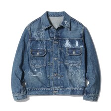 SUGAR CANE Lot No. SC15716 / 14.25oz. DENIM JACKET 1953 AGED MODEL CARTOON PAINT画像