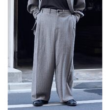 NONNOTTE Loose Weaving Herringbone Draping Crotch Box Pleats Trousers N-25A-029画像