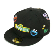 NEW ERA 59FIFTY SESAME STREET セサミストリート オールオーバー ブラック 14682620画像