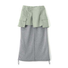 AVIREX NYLON&times;DOUBLE KNIT LAYERED SKIRT 7835216605画像