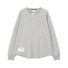 AVIREX HONEYCOMB WAFFLE L/S HENLEY NECK T-SHIRT 7835230031画像