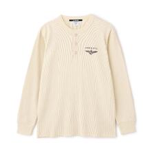 AVIREX HONEYCOMB WAFFLE HENRY NECK NAVAL T-SHIRT 7835230038画像