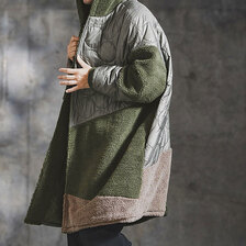 GLIMCLAP Textured Patchwork Hoodie Coat 192-032-GLA-CF画像
