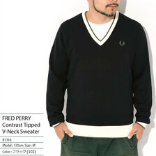 FRED PERRY Contrast Tipped V-Neck Sweater K1316画像