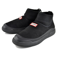 HUNTER U IN/OUT FAUX SUEDE KNITTED CUFF BOOT BLACK UFS7115REN-BLK画像