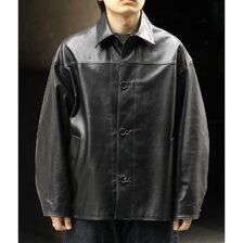 INTERIM FULL VEGETABLE TANNED GOAT LEATHER HYPER BIG CAR COAT IT25A002画像