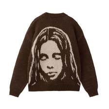X-girl FACE JACQUARD KNIT CARDIGAN 105253015006画像