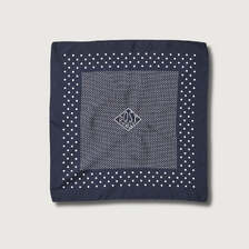 POST OVERALLS #4006-SN 1993 pocket square : silk navy/white 44 x 44画像