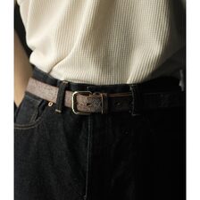 INTERIM 30mm CROSS GRAIN OAK BARK LEATHER BELT IT25A571画像