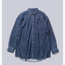 INTERIM 7oz SILK DENIM 90'S FIT BUTTON DOWN SHIRT IT25A197画像